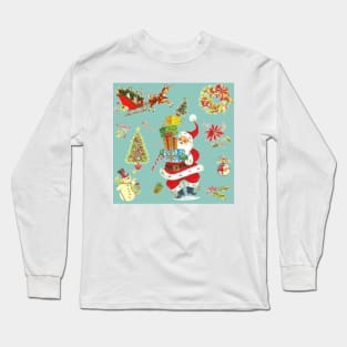 retro vintage pink santa claus Long Sleeve T-Shirt